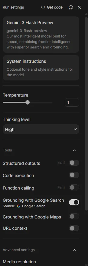 The Google AI Studio home screen, titled Explore Google models, showing the six model category tiles: Featured, Code and Chat, Image Generation, Video Generation, Speech and Music, and Real-time, with the navigation sidebar on the left.