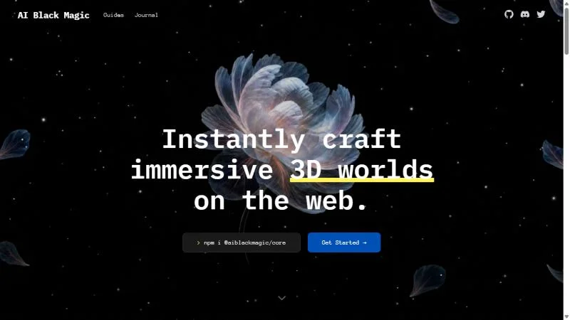 Screenshot of the AI Black Magic 3D landing page build, sample 01