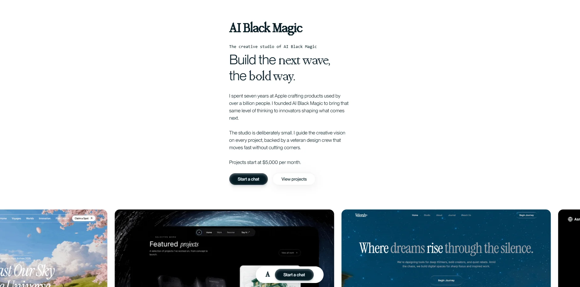 Screenshot of one-shot landing page build, sample 10
