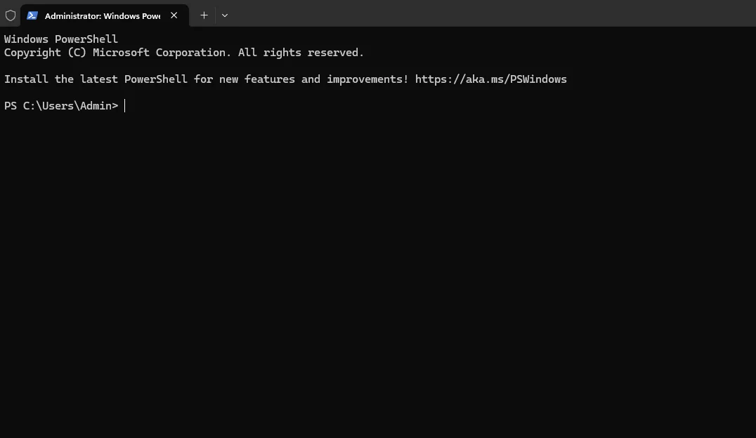 Windows Start menu search with PowerShell typed in, showing Windows PowerShell as the top result